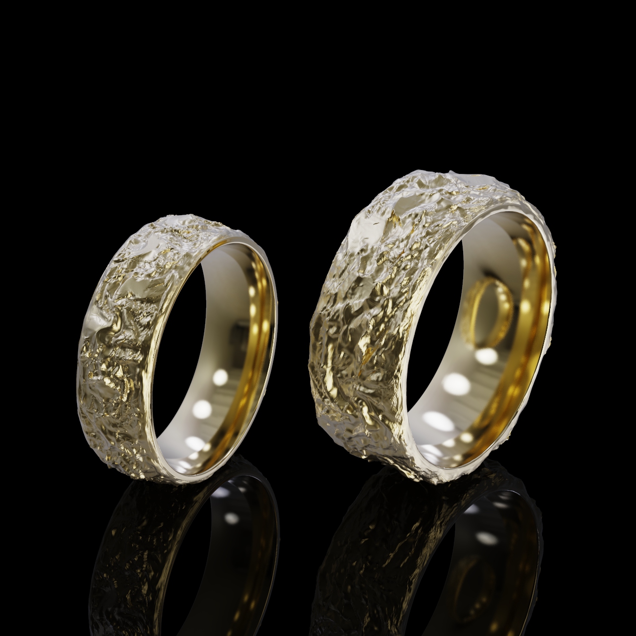 Aliança 18k Texturizada Orgânica