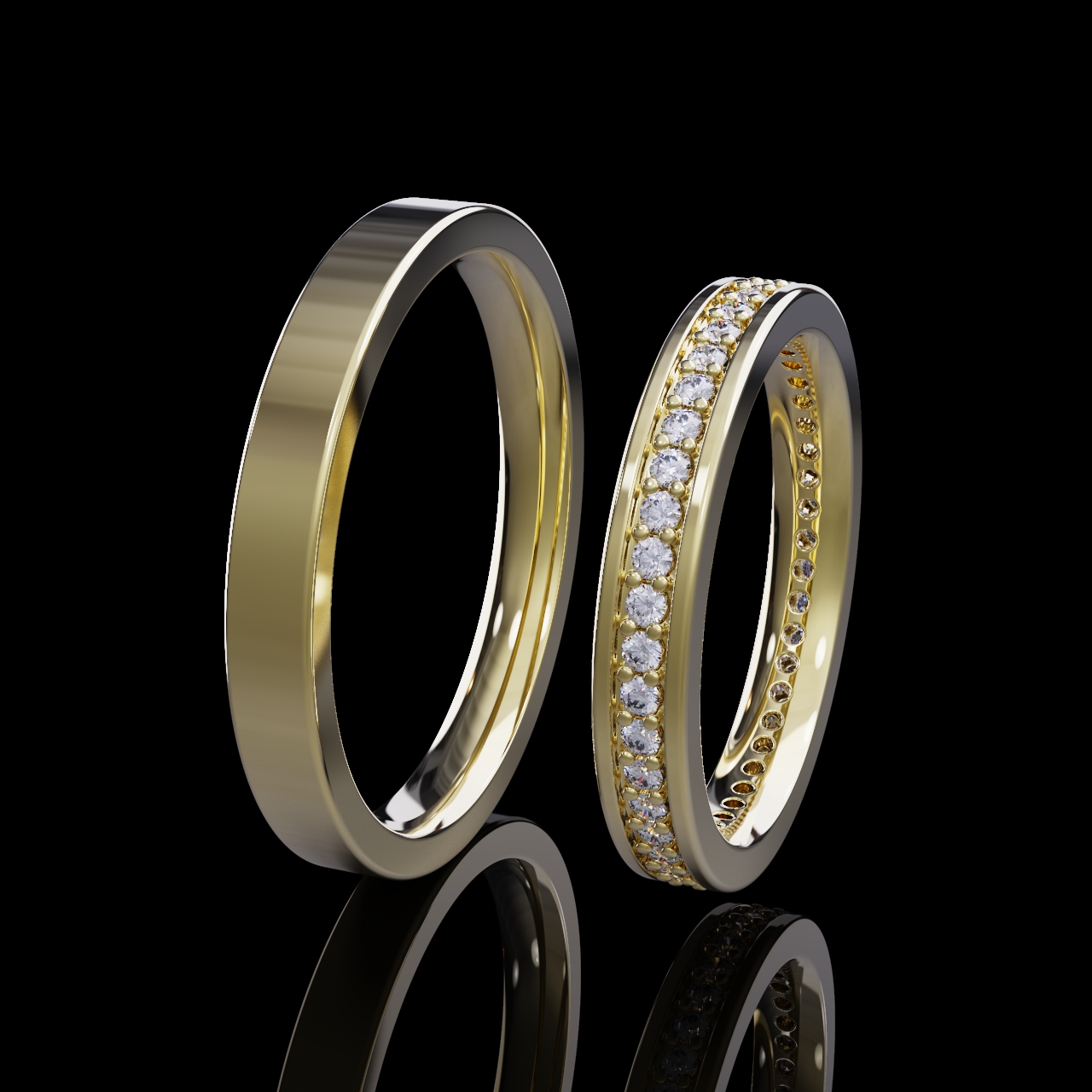 Aliança Clássica com Diamantes Naturais